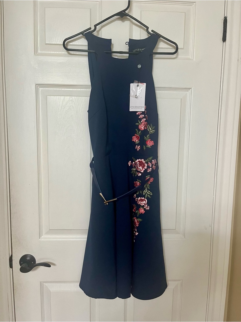 Little Mistress Navy Floral Embroidered Wedding Dress